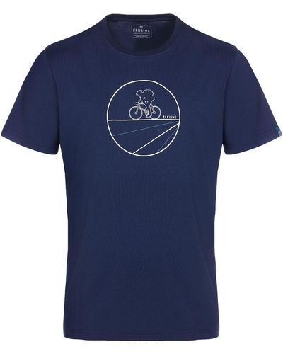 Elkline T-Shirt Straight Forward sportlich Bike Fahrrad Print Motiv Bio - Blau