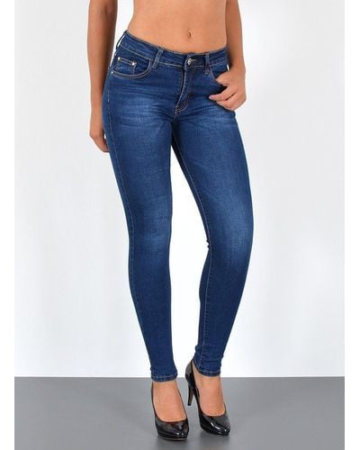 ESRA Skinny-fit-Jeans S800 High Waist Skinny Jeans Hose - Blau
