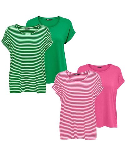 ONLY T- Top MOSTER Regular Fit (4-tlg) Basic Kurzarm Tee Shirt mit Rundhalsausschnitt - Grün