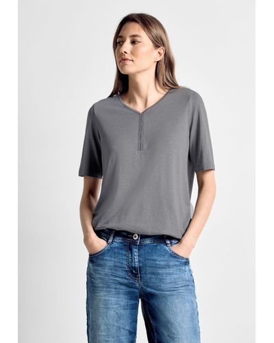 Cecil Shirt mit V-Ausschnitt - Grau