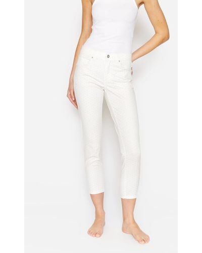 ANGELS 7/8-Jeans Hose Ornella Blumen-Muster mit Label-Applikationen - Weiß