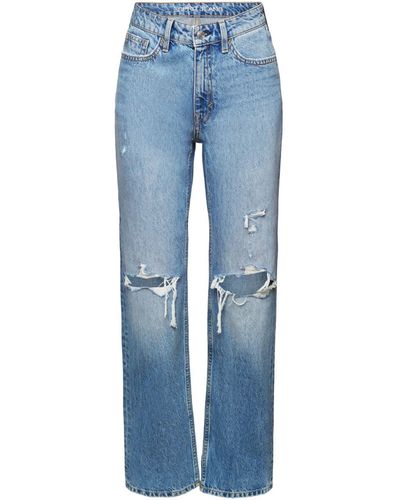 Esprit Relax-fit- Gerade geschnittene Jeans in Retro-Optik - Blau