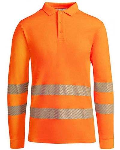 Roly Warnschutz-Shirt Poloshirt Atrio Longsleeve Langarmpoloshirt - Orange