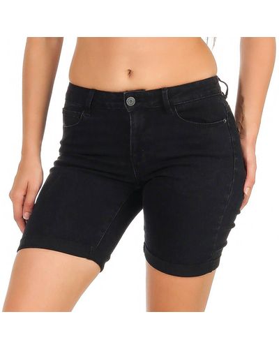 Vero Moda Jeansshorts Shorts VMHOT Seven Nw DNM Long 10193078 Jeans 5-Pocket Pants aus hochwertigem Stoff - Schwarz