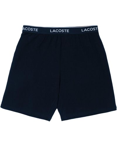Lacoste Pyjamashorts Loungewear Shorts mit umlaufenden Markenschriftzug - Blau