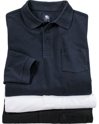 Otto Kern Langarm-Poloshirt (Packung, 3er-Pack) aus Baumwolle - Weiß