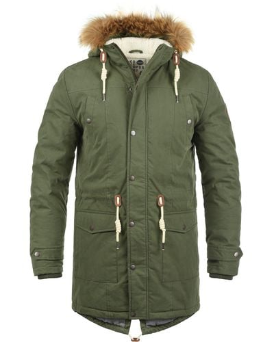 Solid Winterjacke SDDry warme Jacke mit abnehmbarem Kunstfellkragen - Grün