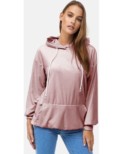 enflame Langer Kapuzen Pullover Oversized Hoodie Kleid Velours Sweatshirt (1-tlg) 3873 in Altrosa - Pink