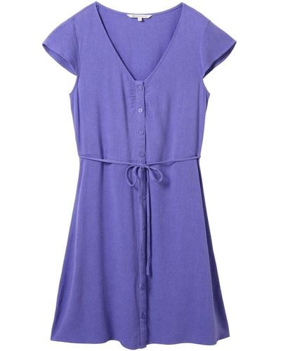 Tom Tailor Sommerkleid v-neck mini dress with buttons, vibrant purple - Lila