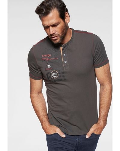 Man's World Man's World Henleyshirt mit kontrastfarbenen Nähten - Schwarz
