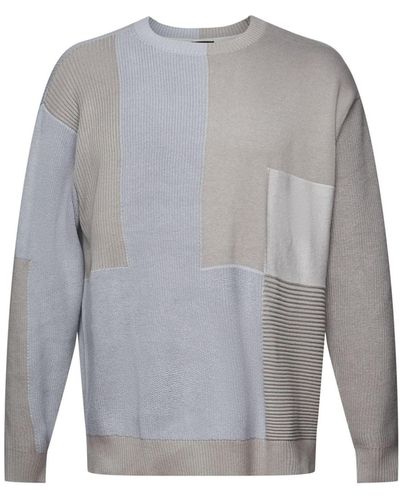 Esprit Rundhalspullover im Colorblocking-Design - Grau
