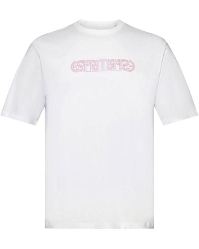 Edc By Esprit T-Shirt mit Logo-Print in lockerer Passform (1-tlg) - Weiß