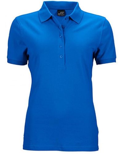 James & Nicholson Poloshirt Elastic Polo Piqué / Taillierter Schnitt - Blau