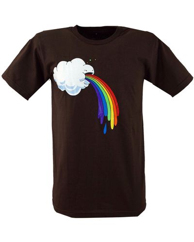 Guru-Shop Fun Retro Art T-Shirt `Wolke` - braun alternative Bekleidung - Schwarz