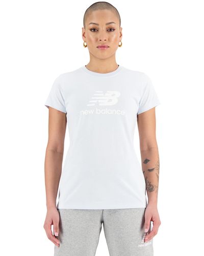 New Balance NB Essentials Stacked Logo T-Shirt - Weiß