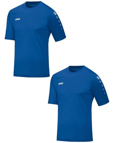 JAKÒ T-Shirt Trikot 2er-Set Kurzarm Rundhals Moderne Uni-Optik 7426 in Blau-2