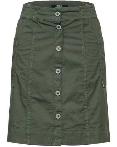 Cecil Minirock Papertouch Skirt with button d - Grün