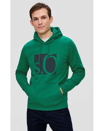 S.oliver Sweatshirt Kapuzensweater mit Labelprint - Grün