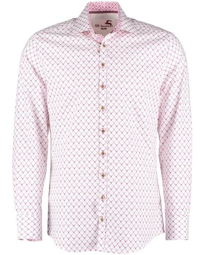 OS-Trachten Trachtenhemd Kedase Langarmhemd mit Allover-Druck - Pink
