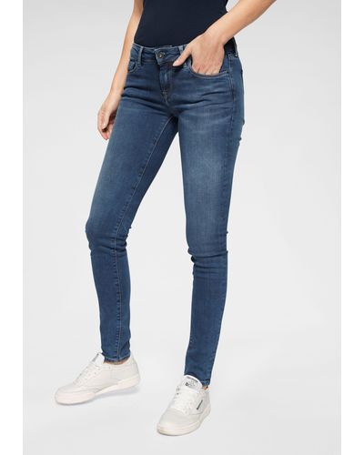 Pepe Jeans Pepe Skinny-fit-Jeans SOHO im 5-Pocket-Stil mit 1-Knopf Bund und Stretch-Anteil - Blau