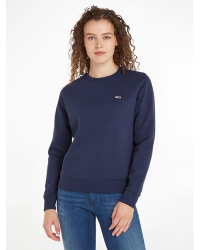 Tommy Hilfiger Tommy Sweatshirt TJW REGULAR FLEECE C NECK mit Logo-Flag auf der Brust - Blau