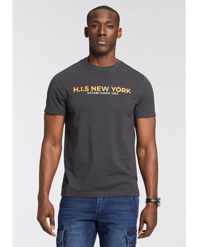 H.i.s. T-Shirt Mit großem Frontprint - Blau