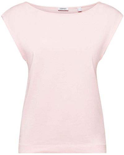 Esprit T-Shirt mit Bootausschnitt (1-tlg) - Pink