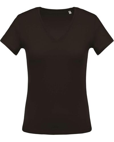 Kariban T-Shirt -Ausschnitt Classic Kurzarm V-Neck Baumwolle - Schwarz