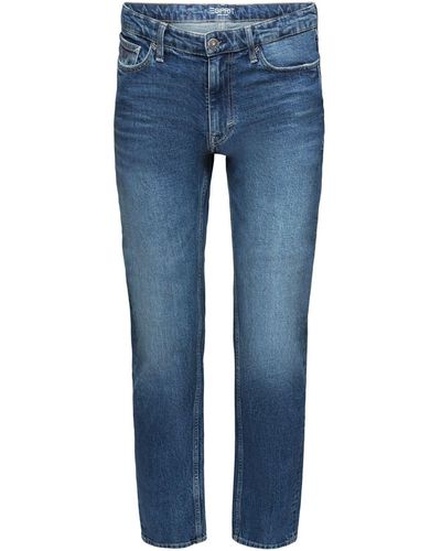 Esprit Straight- Gerade Jeans mit mittelhohem Bund - Blau