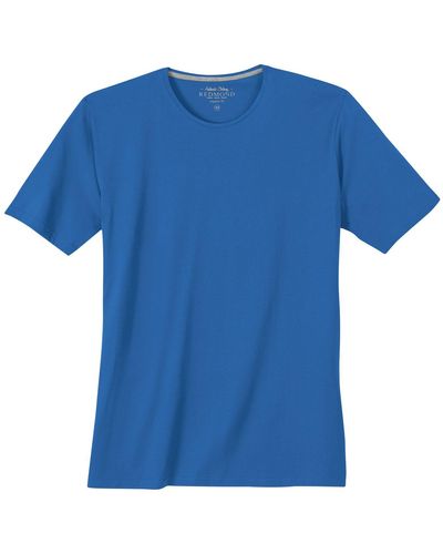 Redmond Rundhalsshirt Übergrößen Rundhals Basic T-Shirt azurblau