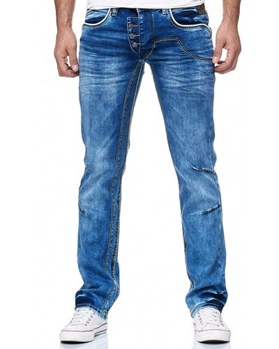 Rusty Neal Straight-Jeans RUBEN 30 mit angesagten Ziernähten - Blau
