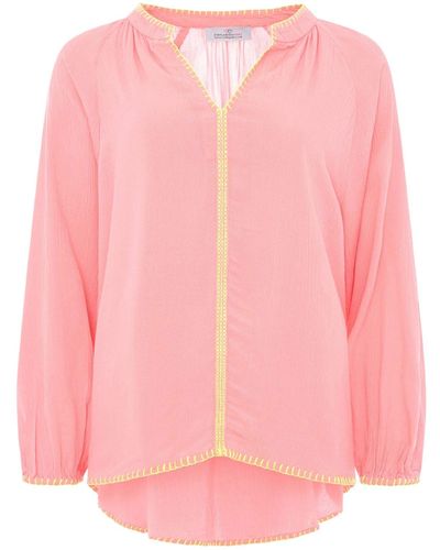 Zwillingsherz Langarmbluse Bluse Neon Stickerei - Pink