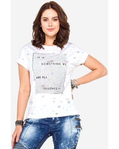 Cipo & Baxx T-Shirt mit stylischem Frontprint - Weiß