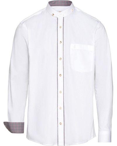 ALMSACH Trachtenhemd Stehkragen-Hemd - Weiß