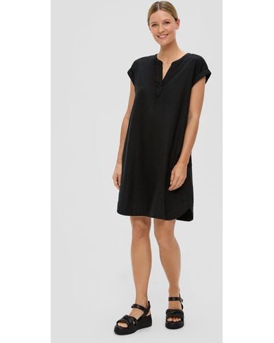 S.oliver Minikleid Midi-Kleid mit Tunika-Ausschnitt - Schwarz