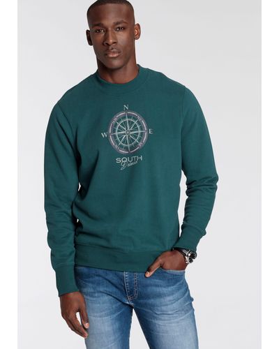 Delmao Sweatshirt mit Print - Grün