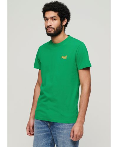 Superdry Rundhalsshirt Organic Cotton Essential Logo T-Shirt - Grün