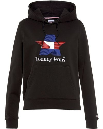 Tommy Hilfiger Kapuzensweatshirt "TJW REG TJ STAR HOODIE", mit großem Schriftzug - Schwarz