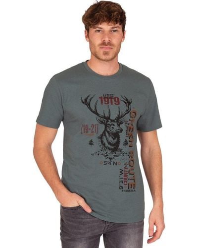 Trigema -Shirt in Öko-Qualität mit Hirsch-Motiv (1-tlg) - Grau