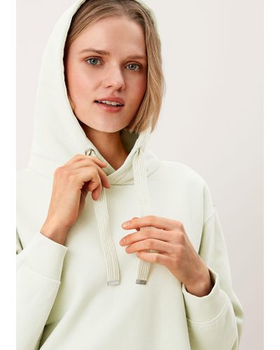 S.oliver Sweatshirt Hoodie mit Bluseneinsatz Layering - Grün