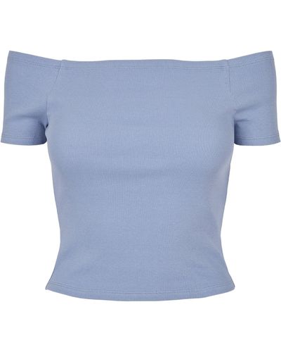 Urban Classics T-Shirt Ladies Off Shoulder Rib Tee - Blau