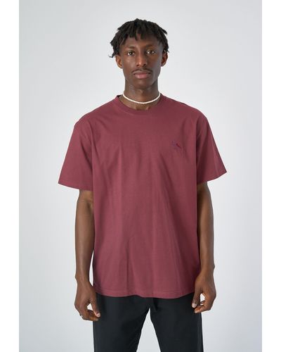 CLEPTOMANICX T-Shirt Embroidery Gull Mono mit lockerem Schnitt - Rot