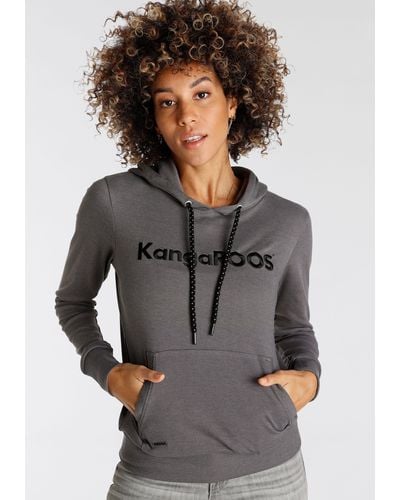 Kangaroos Kapuzensweatshirt mit großer Logo-Stickerei - Grau