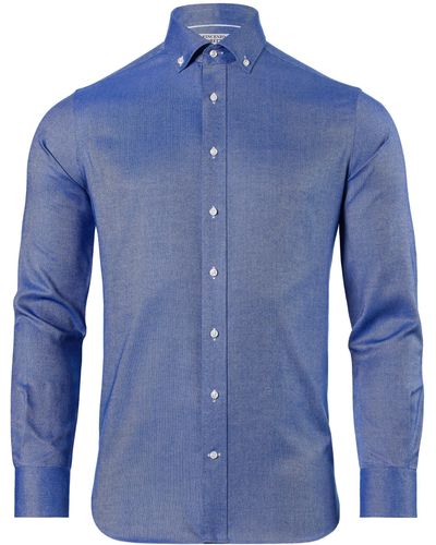 Vincenzo Boretti Businesshemd gerader Schnitt bügelfrei soft Oxford - Blau
