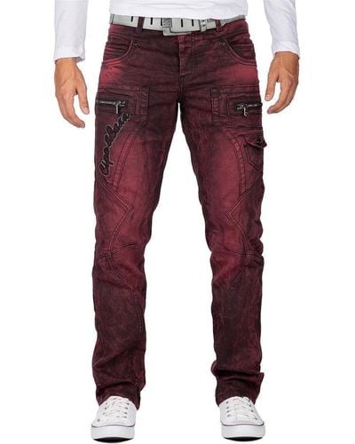 Cipo & Baxx 5-Pocket-Jeans Hose BA-CD296 in Orange mit Seitentaschen - Rot