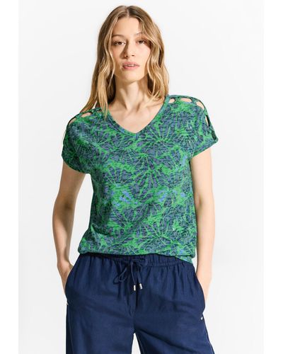 Cecil T-Shirt mit Burnout-Optik - Grün