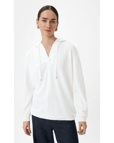 Comma, Scuba-Sweatshirt mit gefütterter Kapuze - Weiß