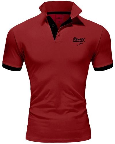 REPUBLIX Poloshirt MATEO Basic Kurzarm Kontrast Polo Hemd - Rot