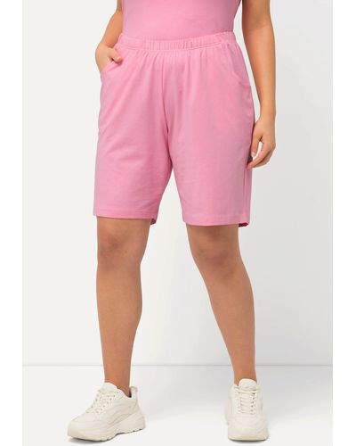Ulla Popken Bermudas Jerseyshorts Taschen Elastikbund - Pink