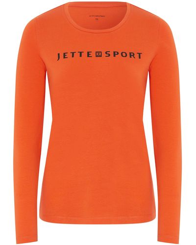 Jette Sport Langarmshirt mit Label-Druck - Orange